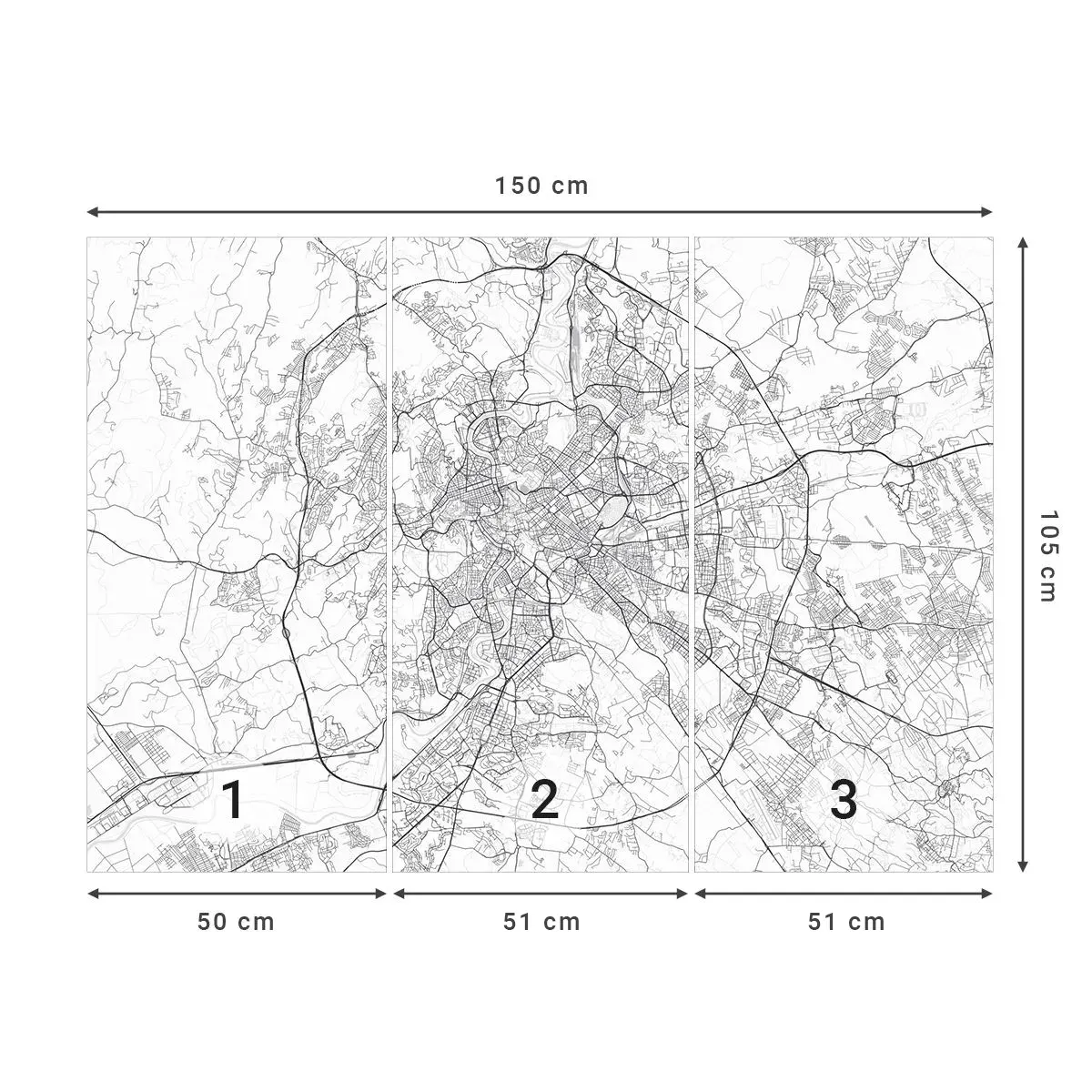 Papel de Parede Autocolante Deluxe Sticker - Círculo romano - Cidade, Mapa da cidade, Roma - 150x105 cm