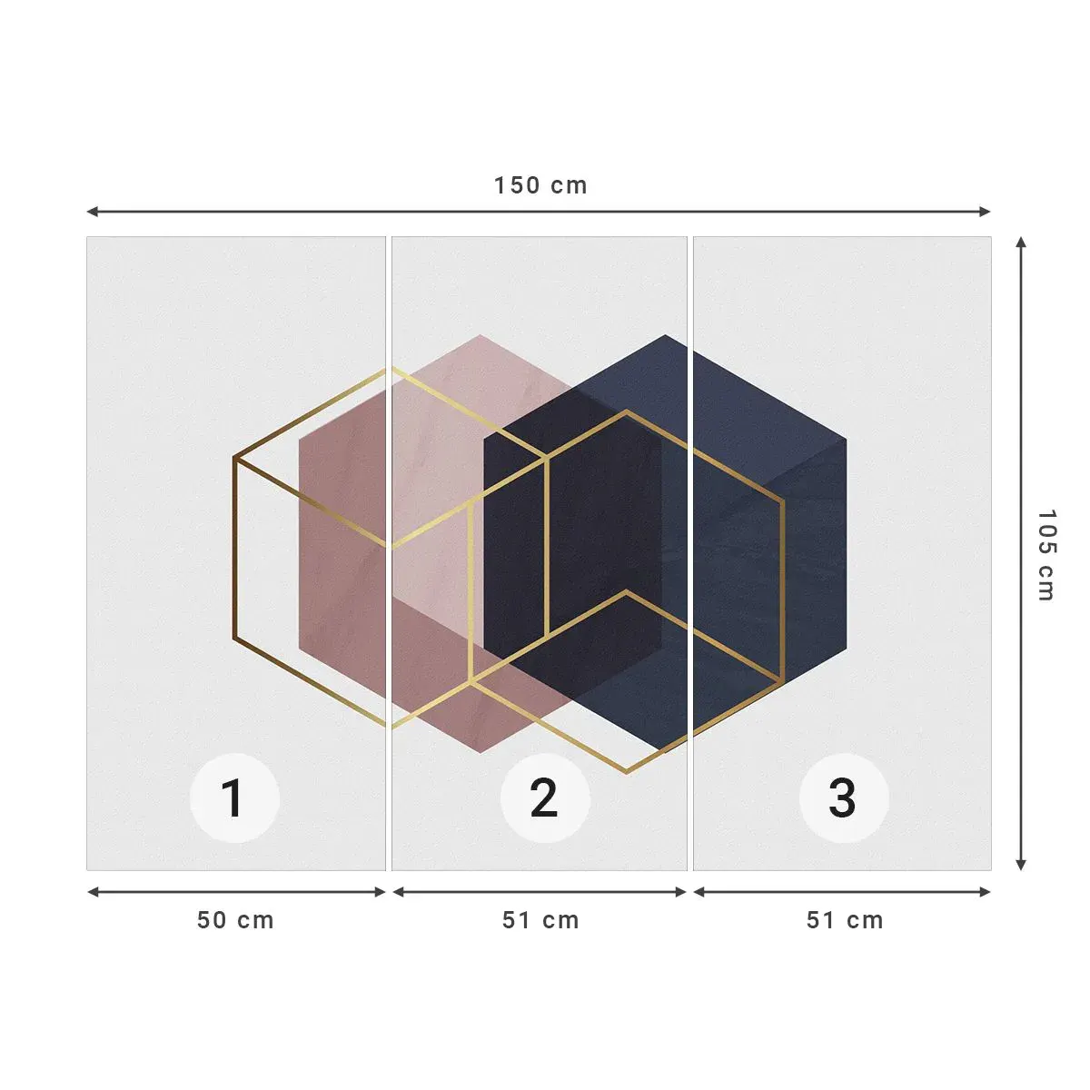 Selbstklebende Fototapete Deluxe Sticker - Die Kraft der Einfachheit - Abstraktion, Stück, Hexagen - 150x105 cm