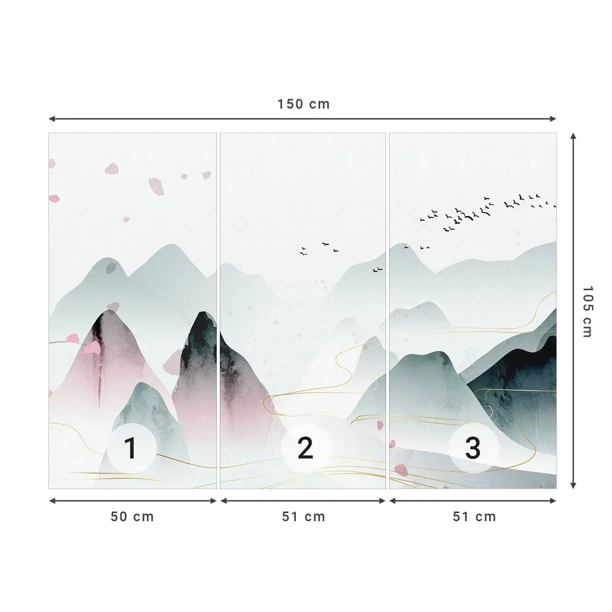 Selbstklebende Fototapete Deluxe Sticker - Über die Gipfel - Landschaft, Vögel, Berge - 150x105 cm