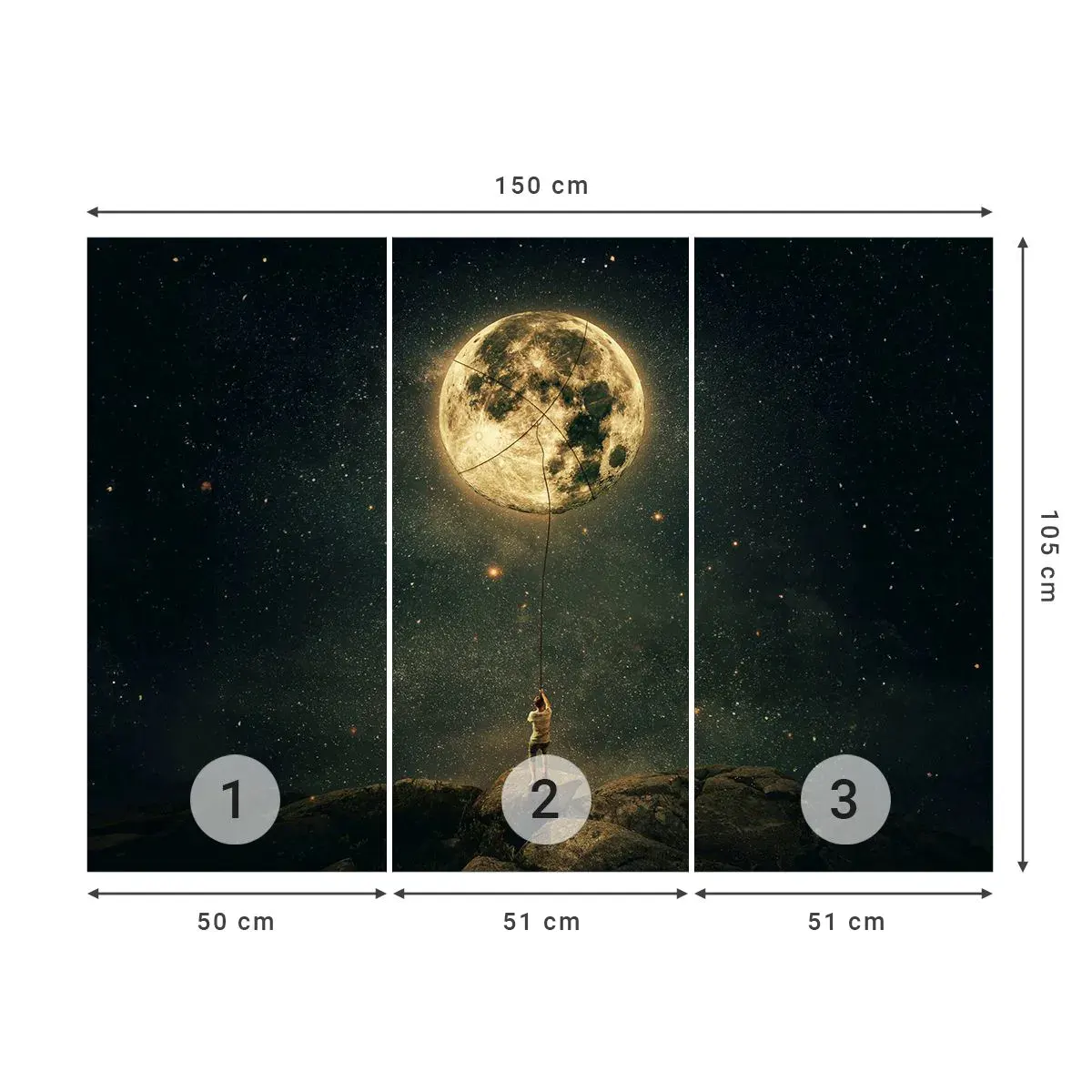 Self-Adhesive Photo Wallpaper Deluxe Sticker - One that Stole the Moon - Moon, Stars, Imagination - 150x105 cm