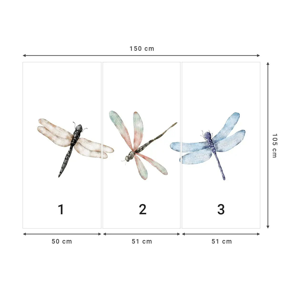 Self-Adhesive Photo Wallpaper Deluxe Sticker - Lightness of Dragonflies  - Insects, Minimalistic, Weighty - 150x105 cm