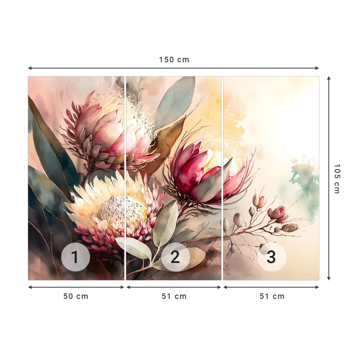 Self-Adhesive Photo Wallpaper Deluxe Sticker - Profile and En Face - Flowers, Art Deco, Botany - 150x105 cm