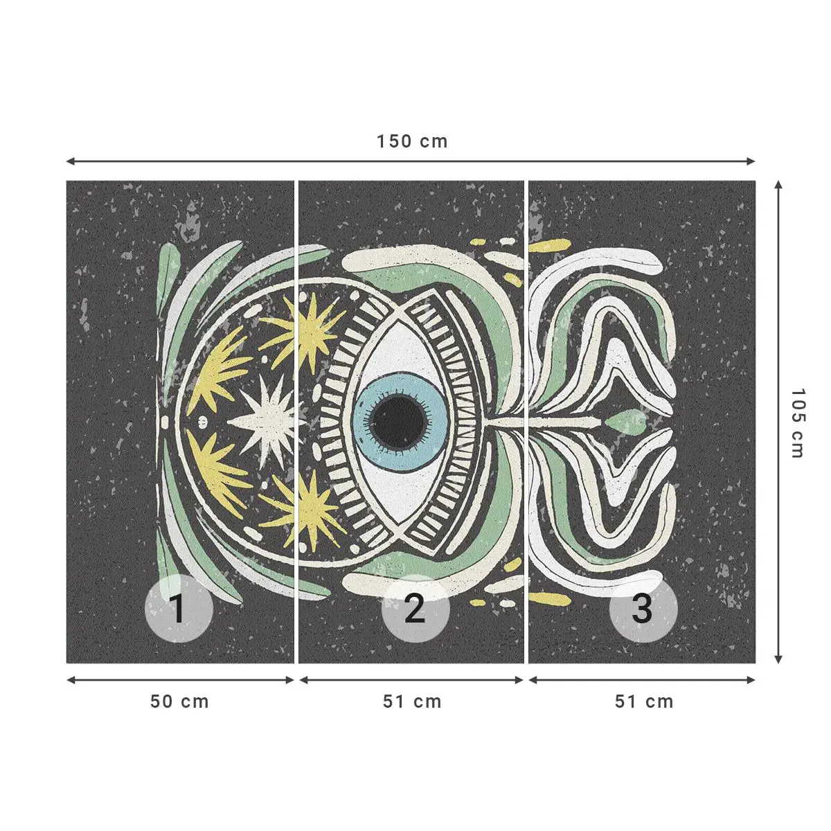 Selbstklebende Fototapete Deluxe Sticker - Stammesrituale - Boho, Auge, Pastell - 150x105 cm