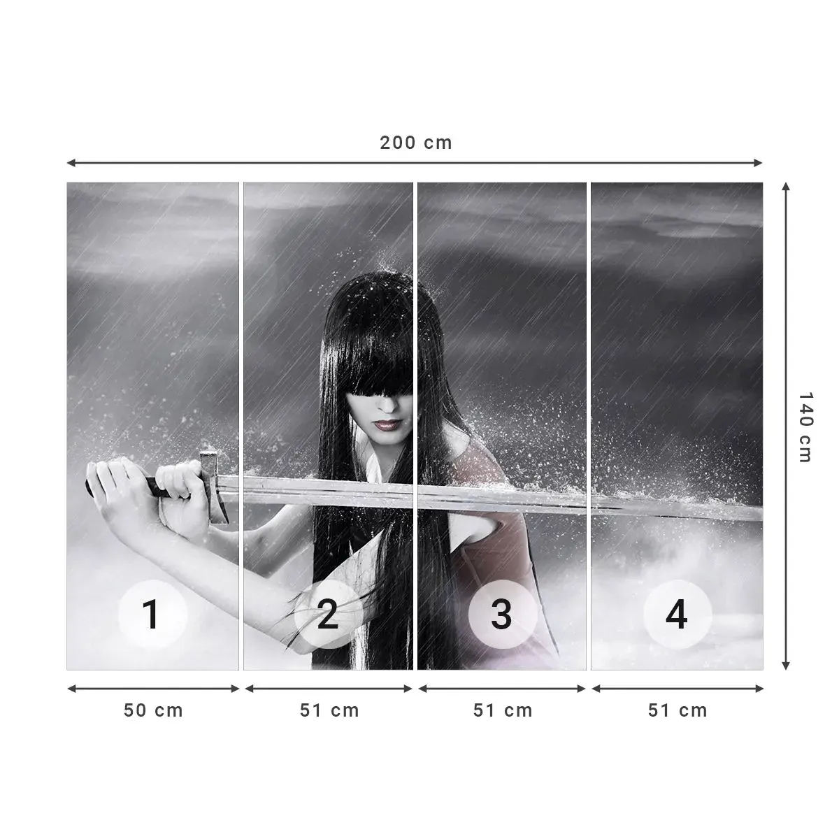Self-Adhesive Photo Wallpaper Deluxe Sticker - Beautiful and Dangerous - Woman, Sword, Military - 200x140 cm