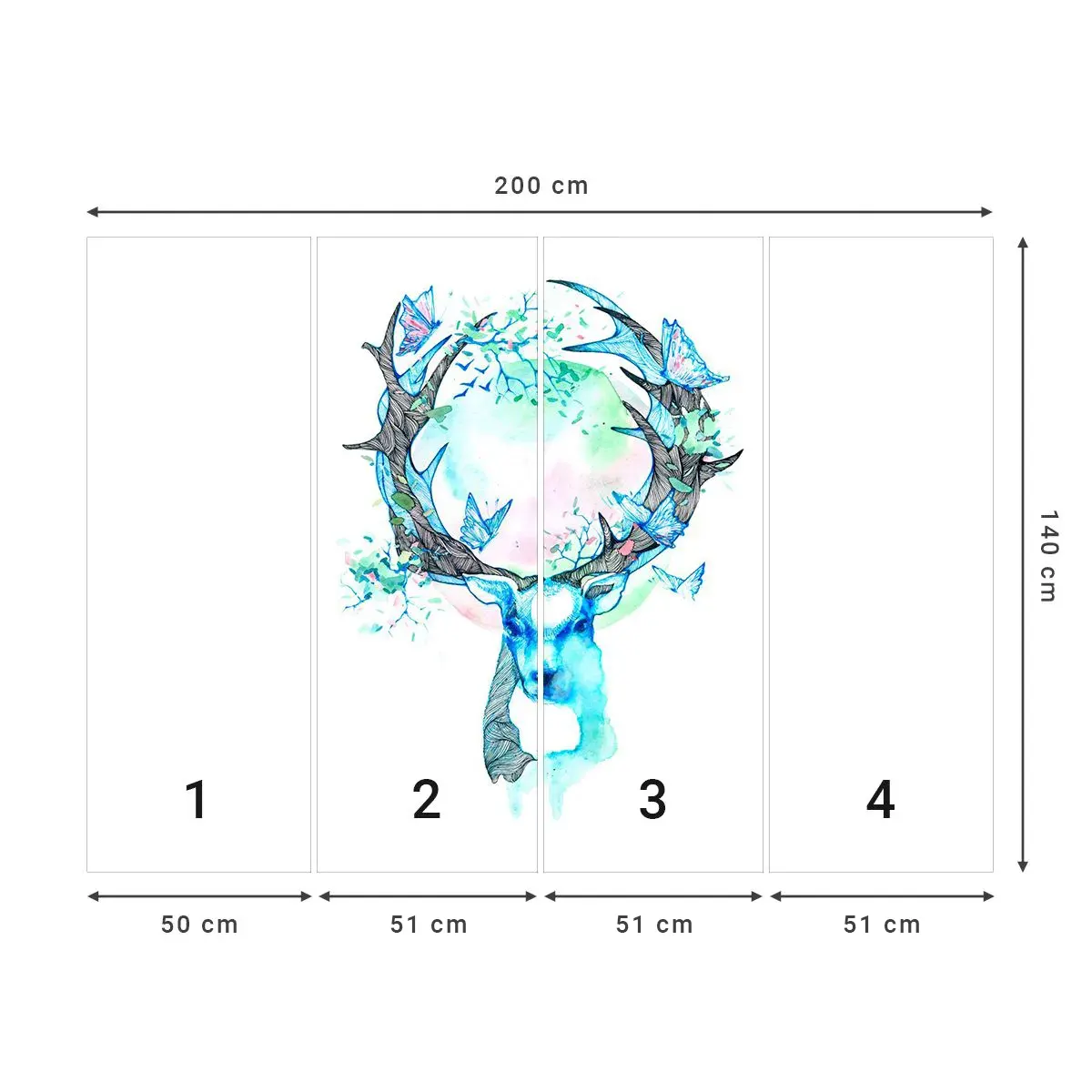 Självhäftande Fototapet Deluxe Sticker - Naturens styrka och mildhet - Abstraktion, Rådjur, Natur - 200x140 cm