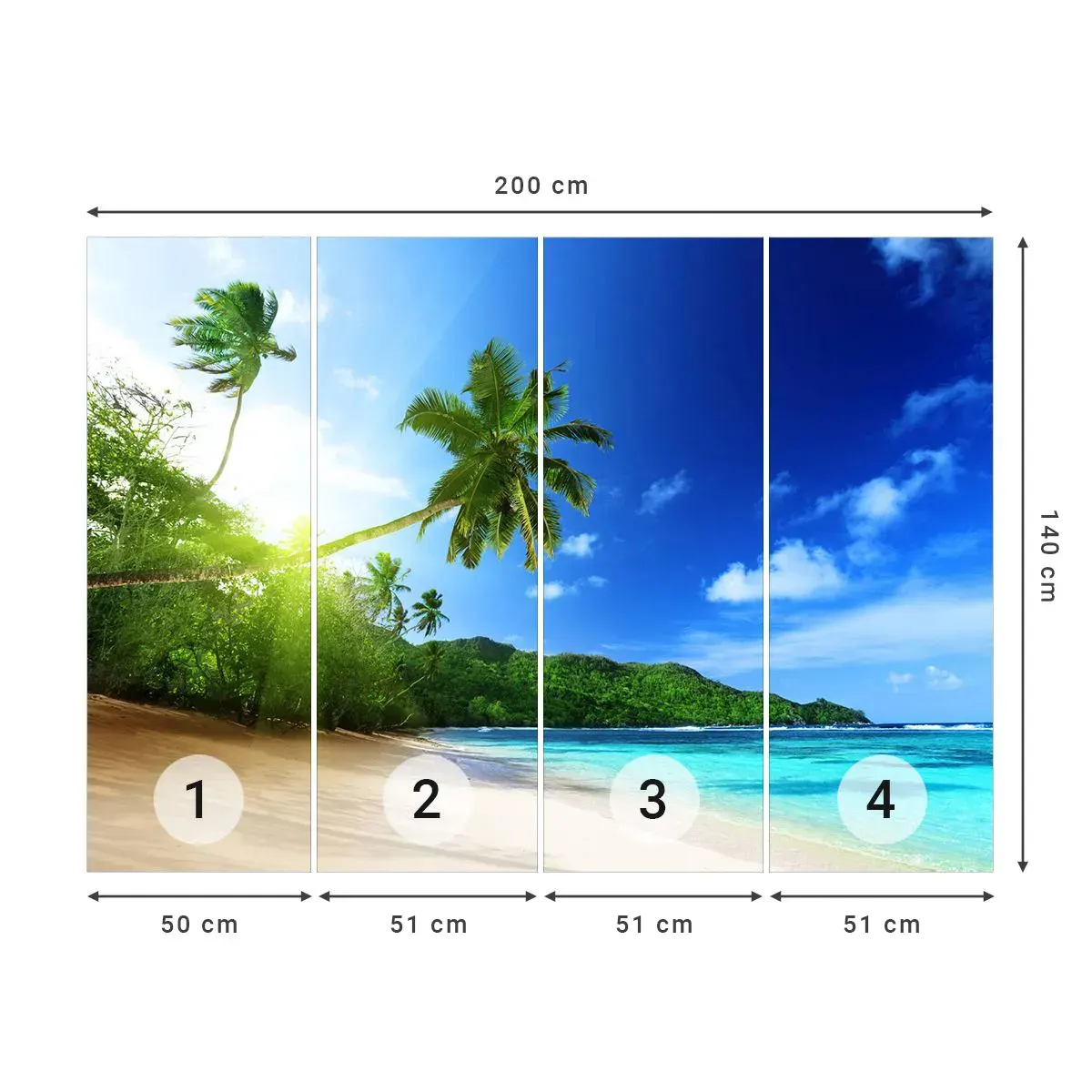Self-Adhesive Photo Wallpaper Deluxe Sticker - Mild Touch of the Tropics - Landscape, Ocean, Beach - 200x140 cm
