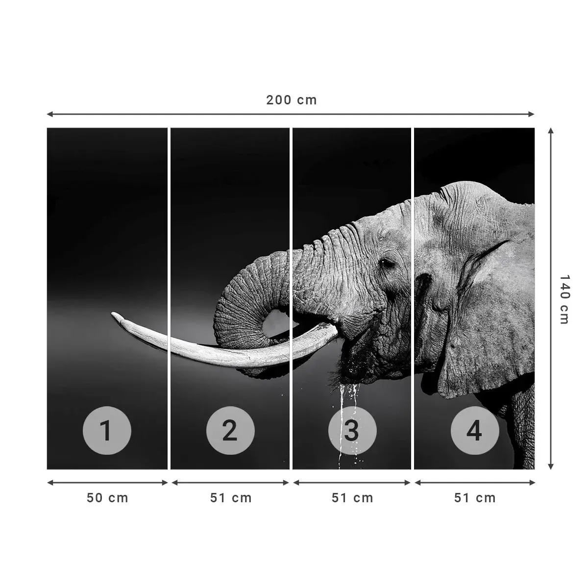 Fototapeta Samoprzylepna Deluxe Sticker - Tak, teraz dobrze - Zwierzęta, Słoń, Afryka - 200x140 cm