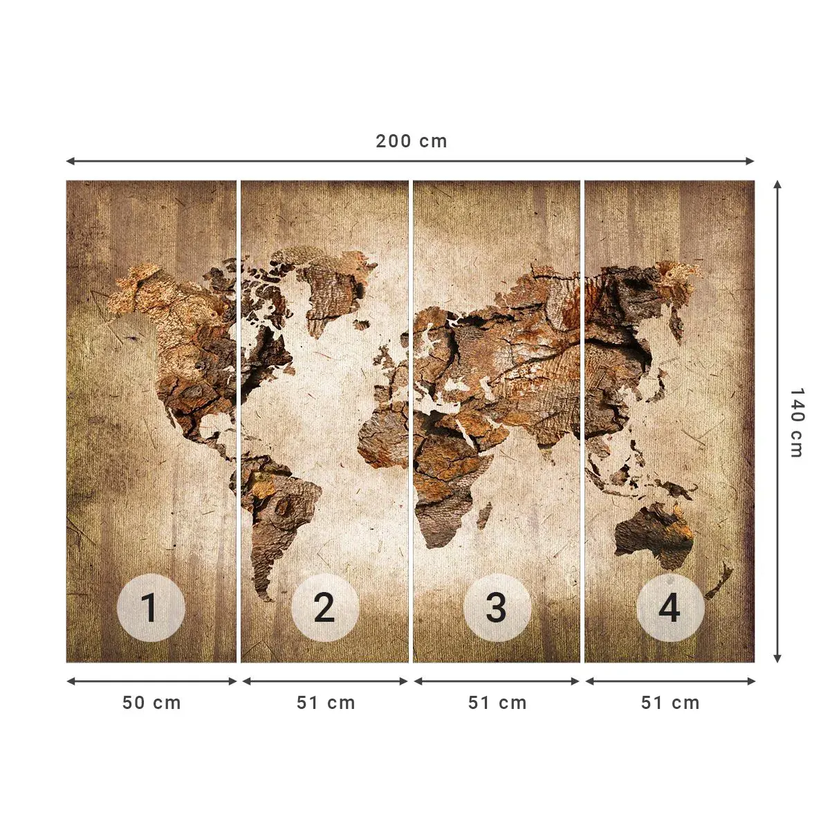 Selbstklebende Fototapete Deluxe Sticker - Entdeckung der Welt - Weltkarte, Kontinente, Reisen - 200x140 cm