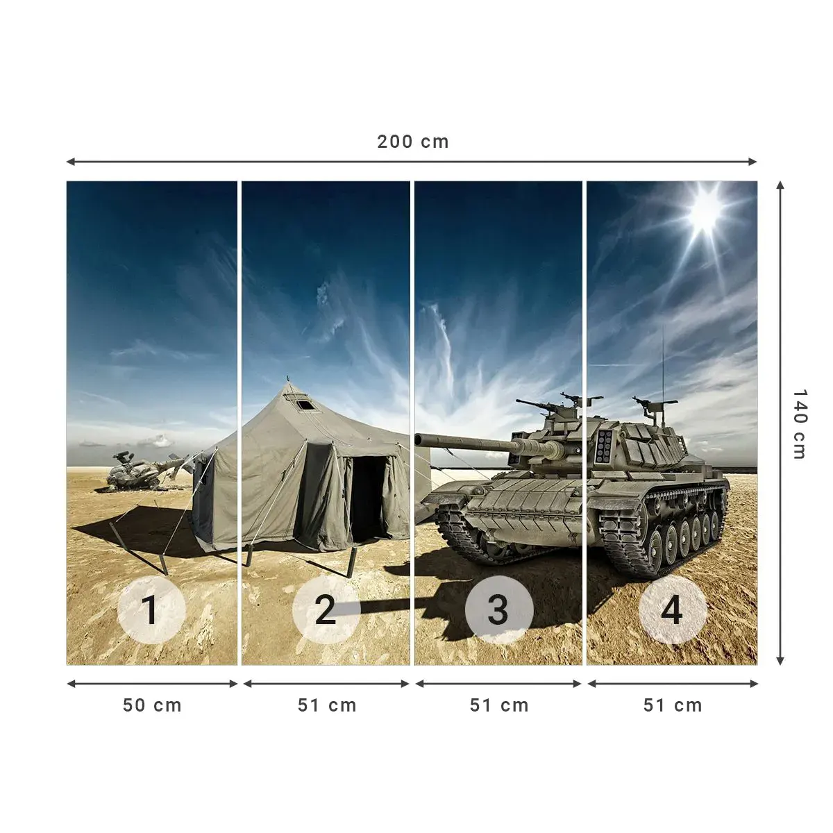 Selbstklebende Fototapete Deluxe Sticker - Ein militärischer Traum - Militär, Armee, Panzer - 200x140 cm