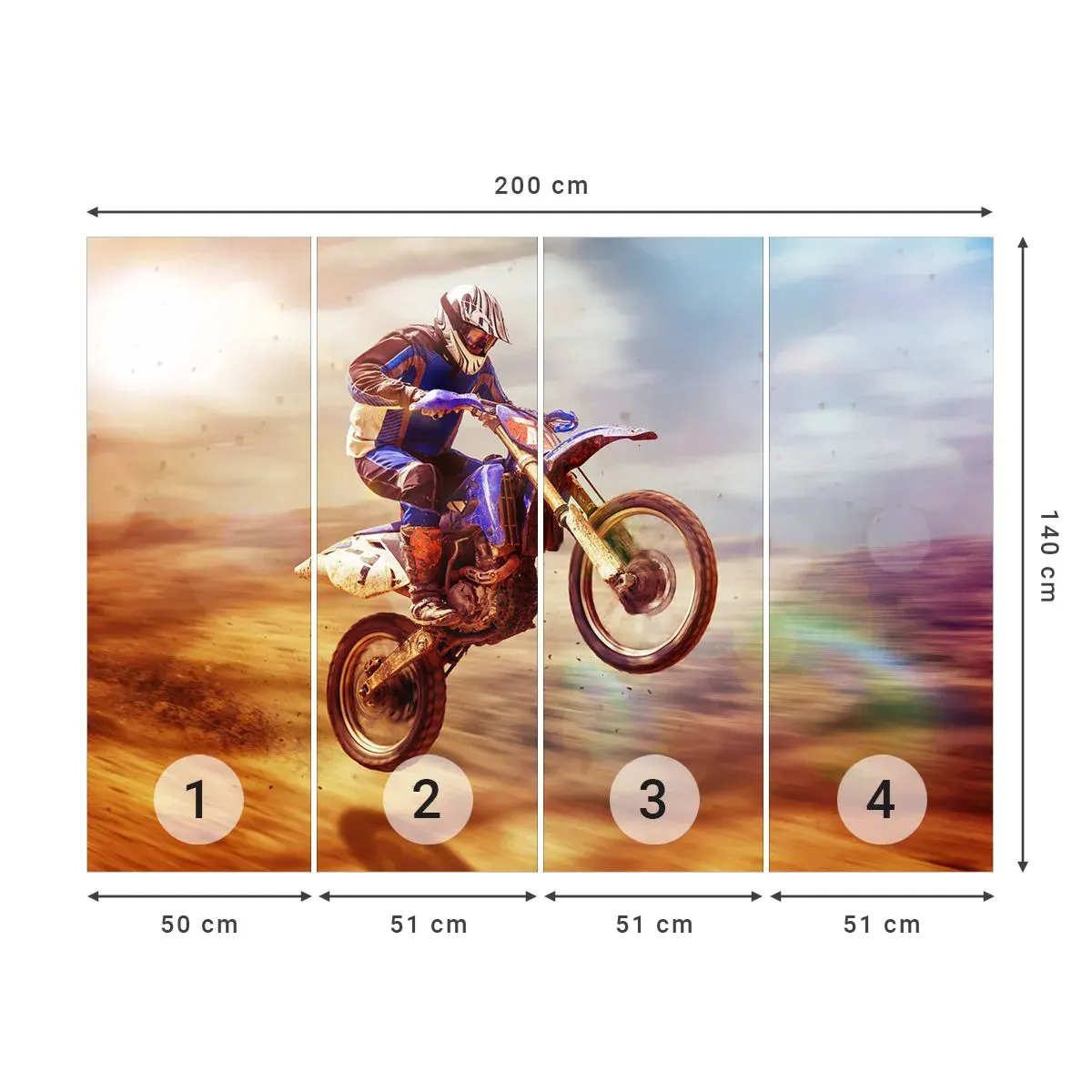 Self-Adhesive Photo Wallpaper Deluxe Sticker - Motorcycle Dizziness - Motocross, Sport, Motorcyclist - 200x140 cm