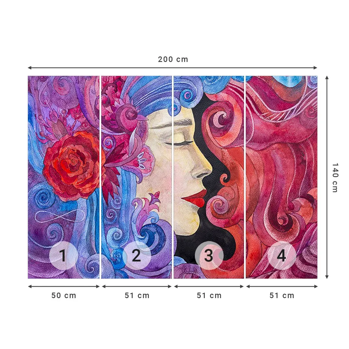 Papier Peint Autocollant Deluxe Sticker - L'Art Nouveau est toujours vivant - Femme, Fleurs, Déesse - 200x140 cm