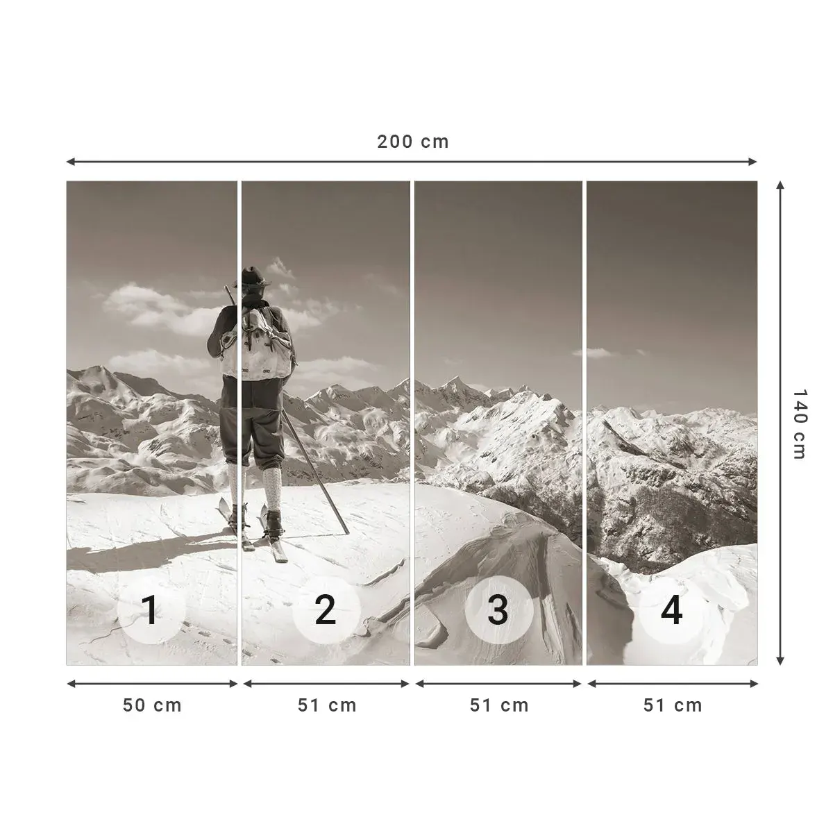 Fotomurali Autoadesivo Deluxe Sticker - E i monti sono immutabili - Paesaggio, Montagne, Sciatore - 200x140 cm