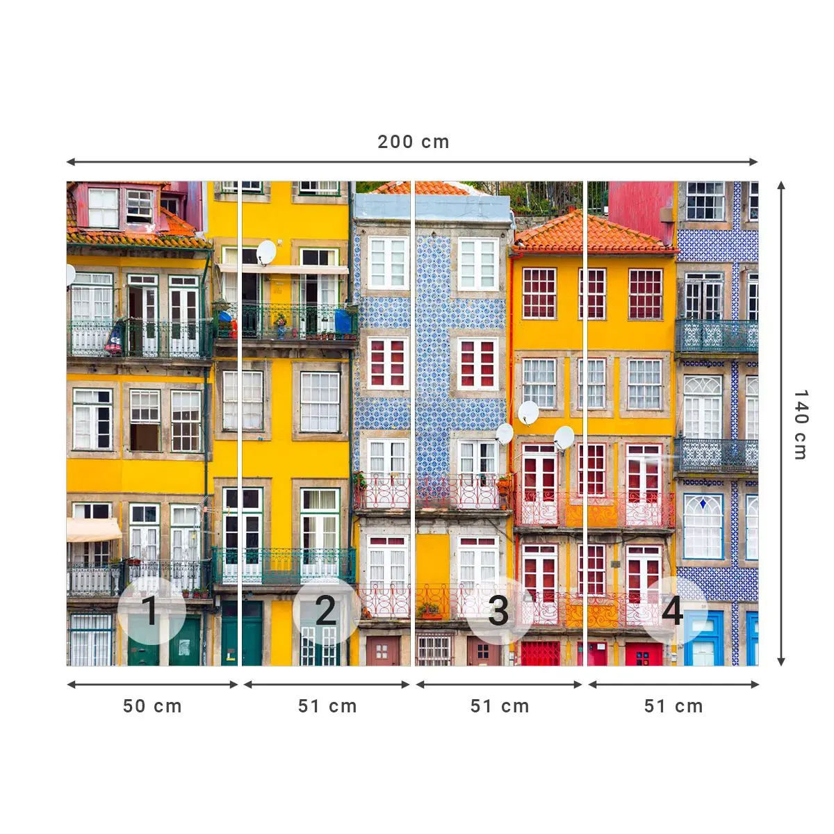 Selbstklebende Fototapete Deluxe Sticker - Farben der Altstadt - Stadt, Porto, Die Architektur - 200x140 cm