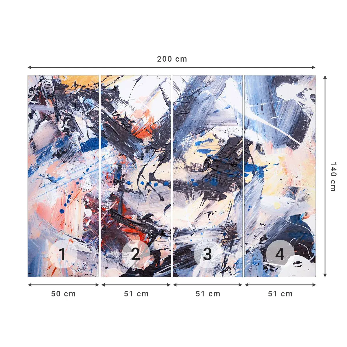 Tapet Autoadeziv Deluxe Sticker - Dansul nebun al abstracției - Abstracția, Bucată, Pictura - 200x140 cm