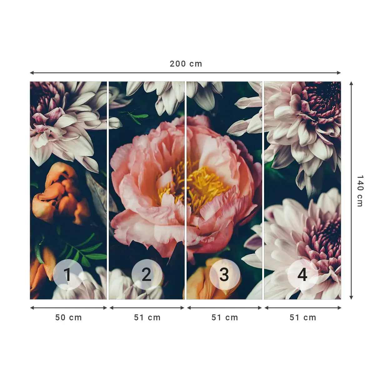 Fotomurali Autoadesivo Deluxe Sticker - Con fasto barocco - Fiori, Peonia, Mazzo di fiori - 200x140 cm