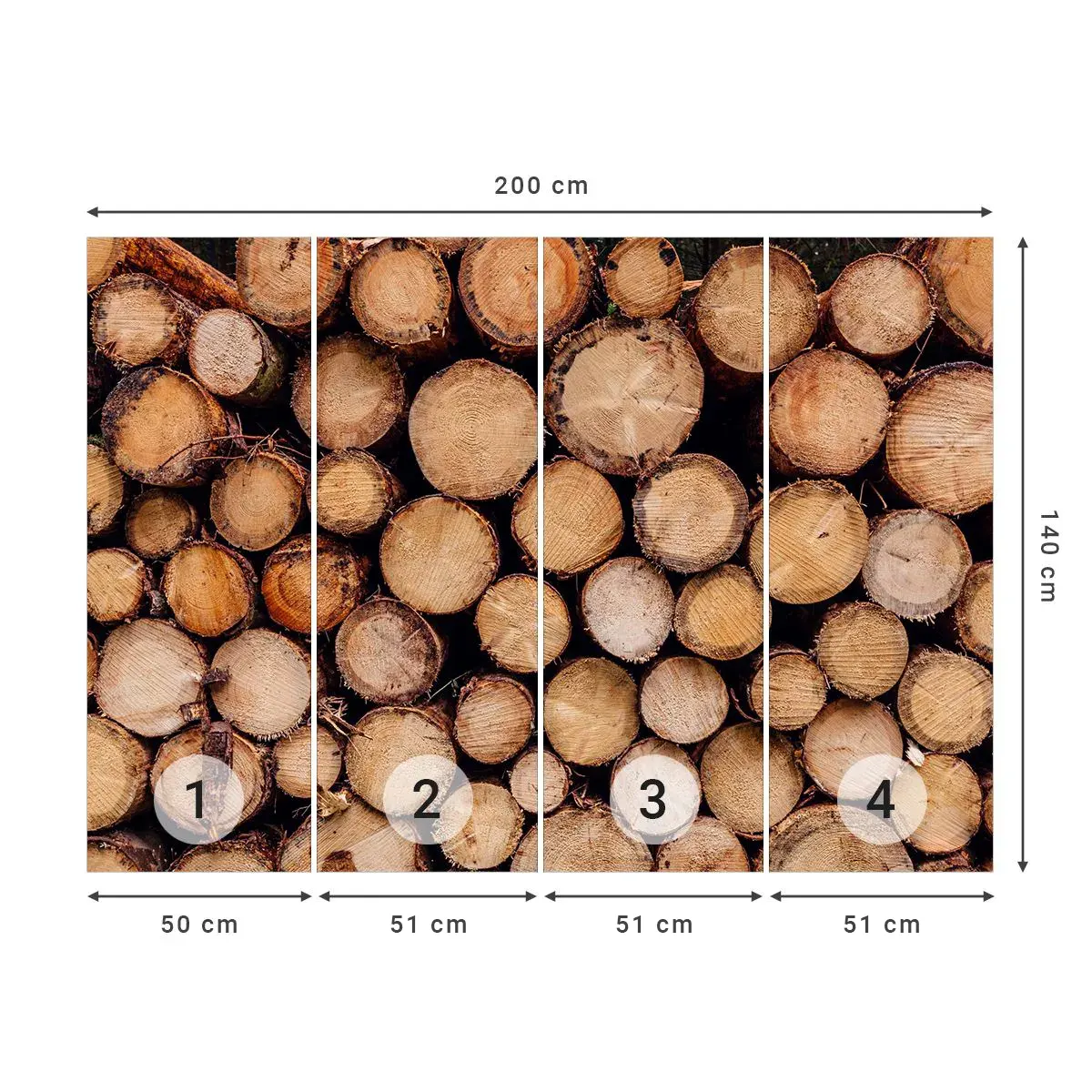 Fotomural Autadhesivo Deluxe Sticker - Un nuevo comienzo - Madera, Troncos de madera, Naturaleza - 200x140 cm