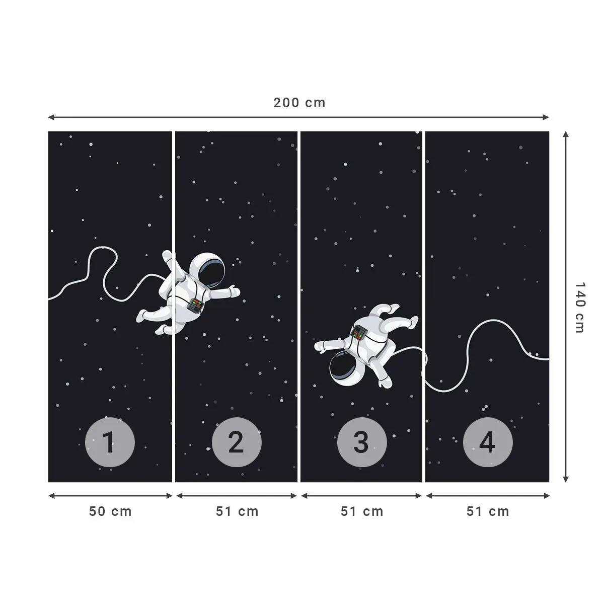 Papel de Parede Autocolante Deluxe Sticker - Emaranhado Cósmico - Abstração, Astronauta, Cosmos - 200x140 cm