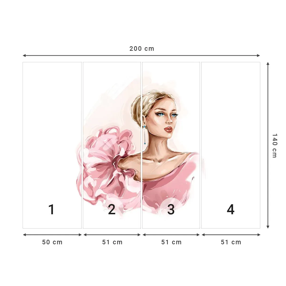 Selbstklebende Fototapete Deluxe Sticker - Wie gemalt ... - Frau, Mode, Grafik - 200x140 cm