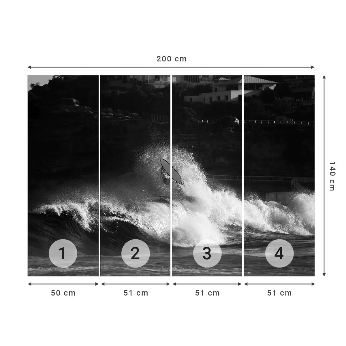 Selbstklebende Fototapete Deluxe Sticker - Herausforderung angenommen! - Surfen, Welle, Wassersport - 200x140 cm