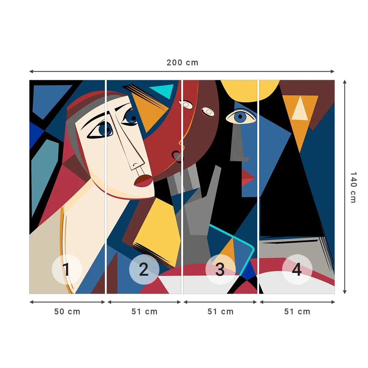 Papel de Parede Autocolante Deluxe Sticker - Uma conversa entre cubistas - Pessoas, Cubismo, Retrato - 200x140 cm