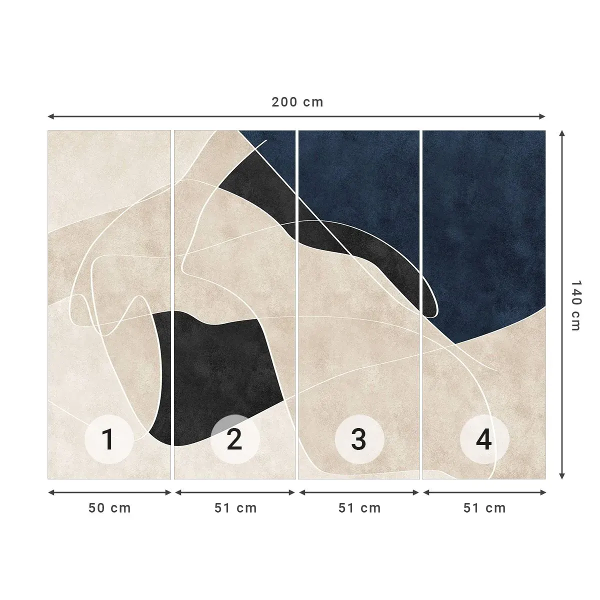 Papel de Parede Autocolante Deluxe Sticker - Composição abstrata – contraste de cores - Moderno, Abstração, Pedaço - 200x140 cm