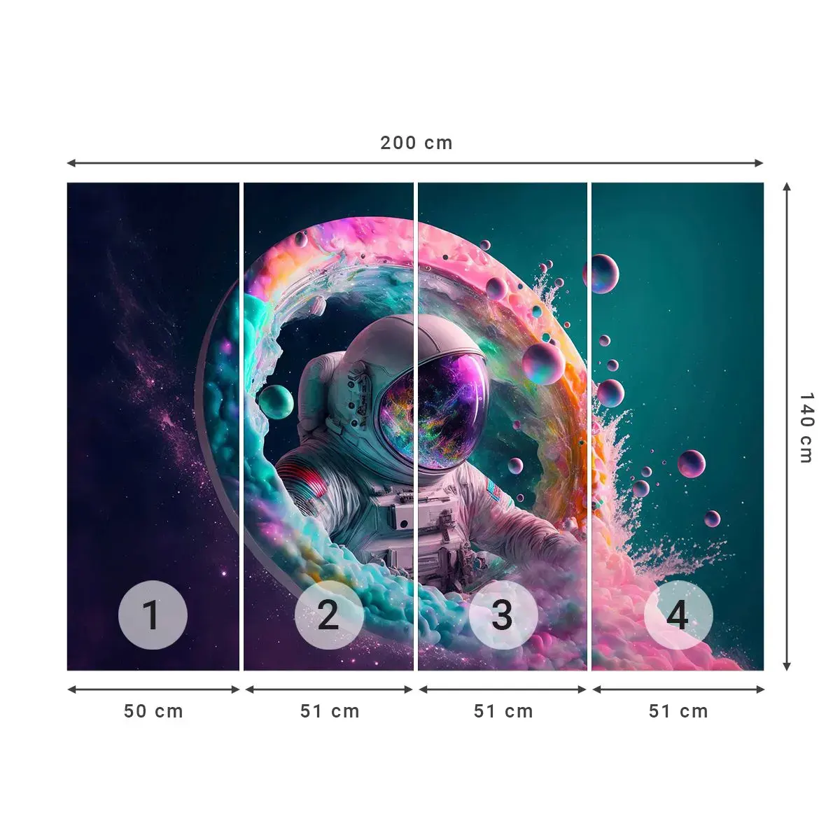 Selbstklebende Fototapete Deluxe Sticker - Sternentor - Astronaut, Galaxis, Futuristisch - 200x140 cm