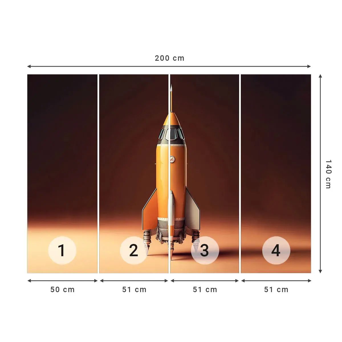 Papier Peint Autocollant Deluxe Sticker - Ça commence par un rêve - Une fusée spatiale, Crayon, Science - 200x140 cm