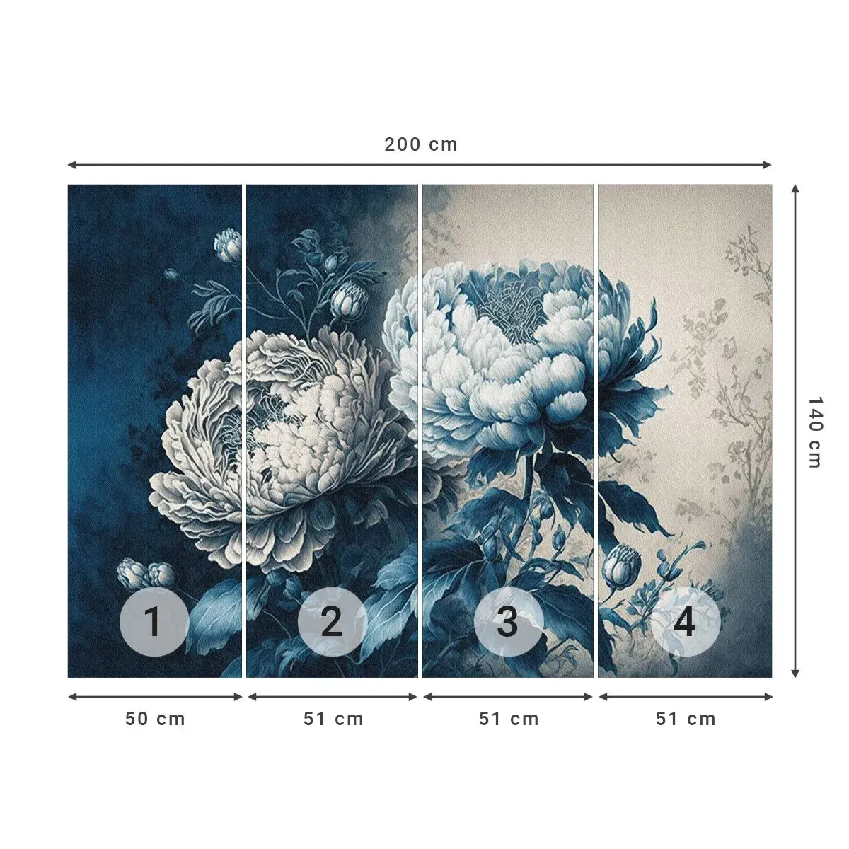 Fotomurali Autoadesivo Deluxe Sticker - Coppia perfetta - Fiori, Classico, Rococò - 200x140 cm