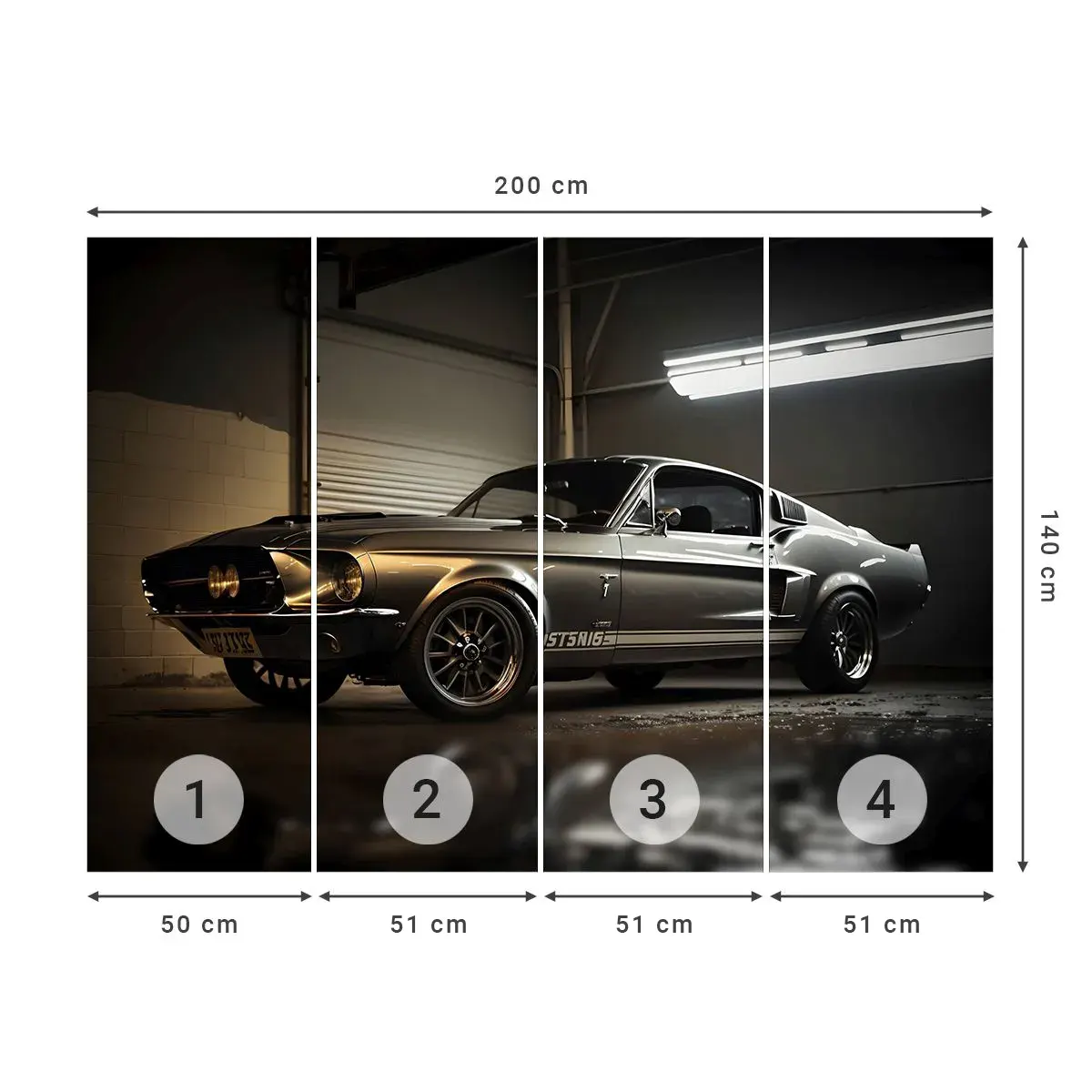 Papel de Parede Autocolante Deluxe Sticker - De volta ao passado - Carro esportivo, Retrô, Clássico - 200x140 cm