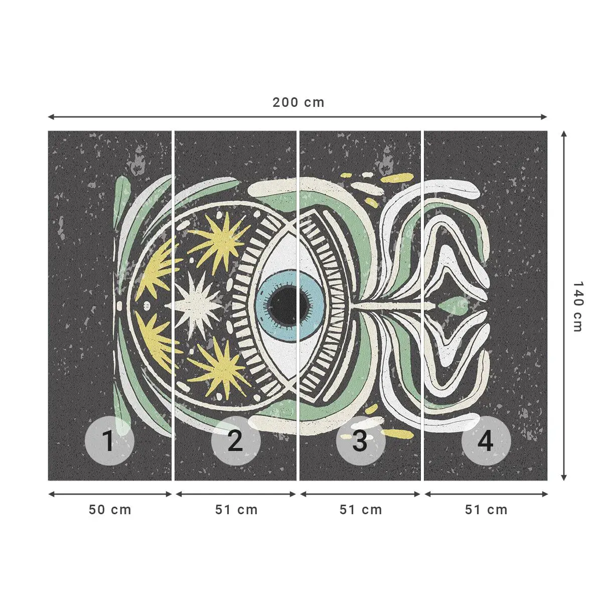 Self-Adhesive Photo Wallpaper Deluxe Sticker - Tribal Rituals - Boho, Eye, Pastel - 200x140 cm