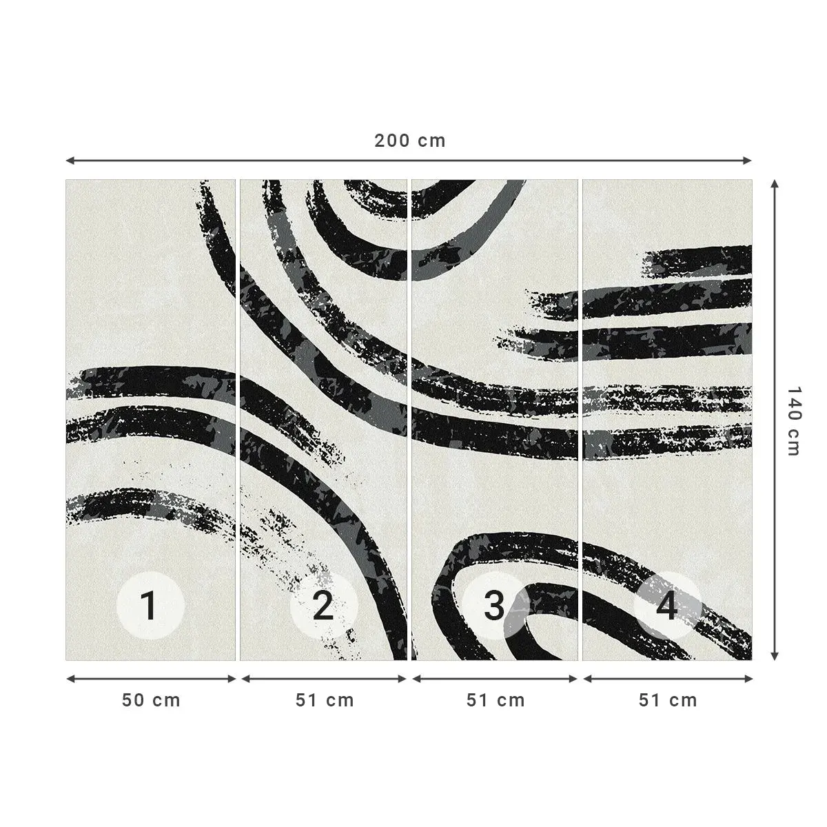 Papier Peint Autocollant Deluxe Sticker - À moitié arrêté - Minimalisme, Tirets, Bohème - 200x140 cm