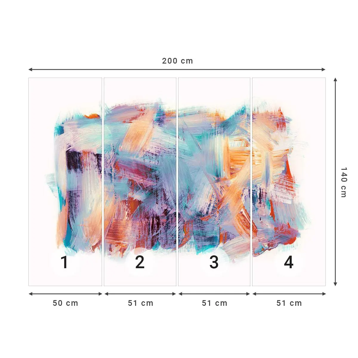 Selbstklebende Fototapete Deluxe Sticker - Buntes Durcheinander - Minimalistisch, Pastell, Stück - 200x140 cm