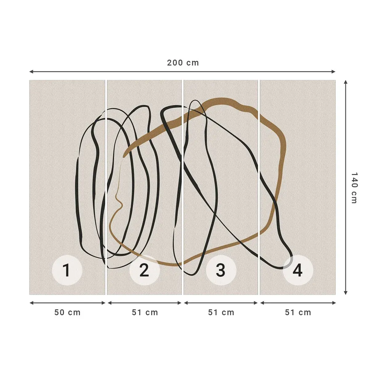 Tapet Autoadeziv Deluxe Sticker - Compoziție - Dans posesiv - Bucată, Minimalist, Art Deco - 200x140 cm