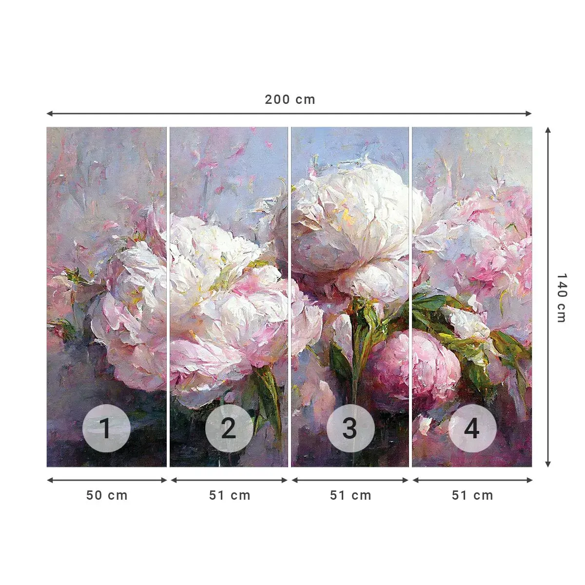 Tapet Autoadeziv Deluxe Sticker - Un buchet plin de viață - Flori, Bujori, Clasicism - 200x140 cm