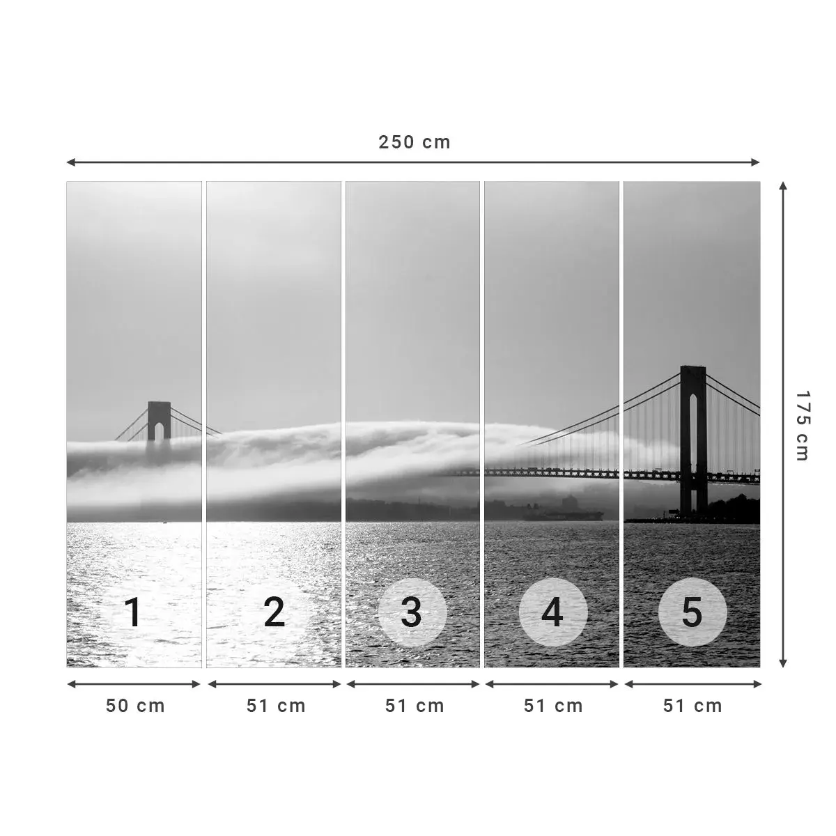 Papel de Parede Autocolante Deluxe Sticker - Navegando pelo Golden Gate - Paisagem, Ponte, São Francisco - 250x175 cm