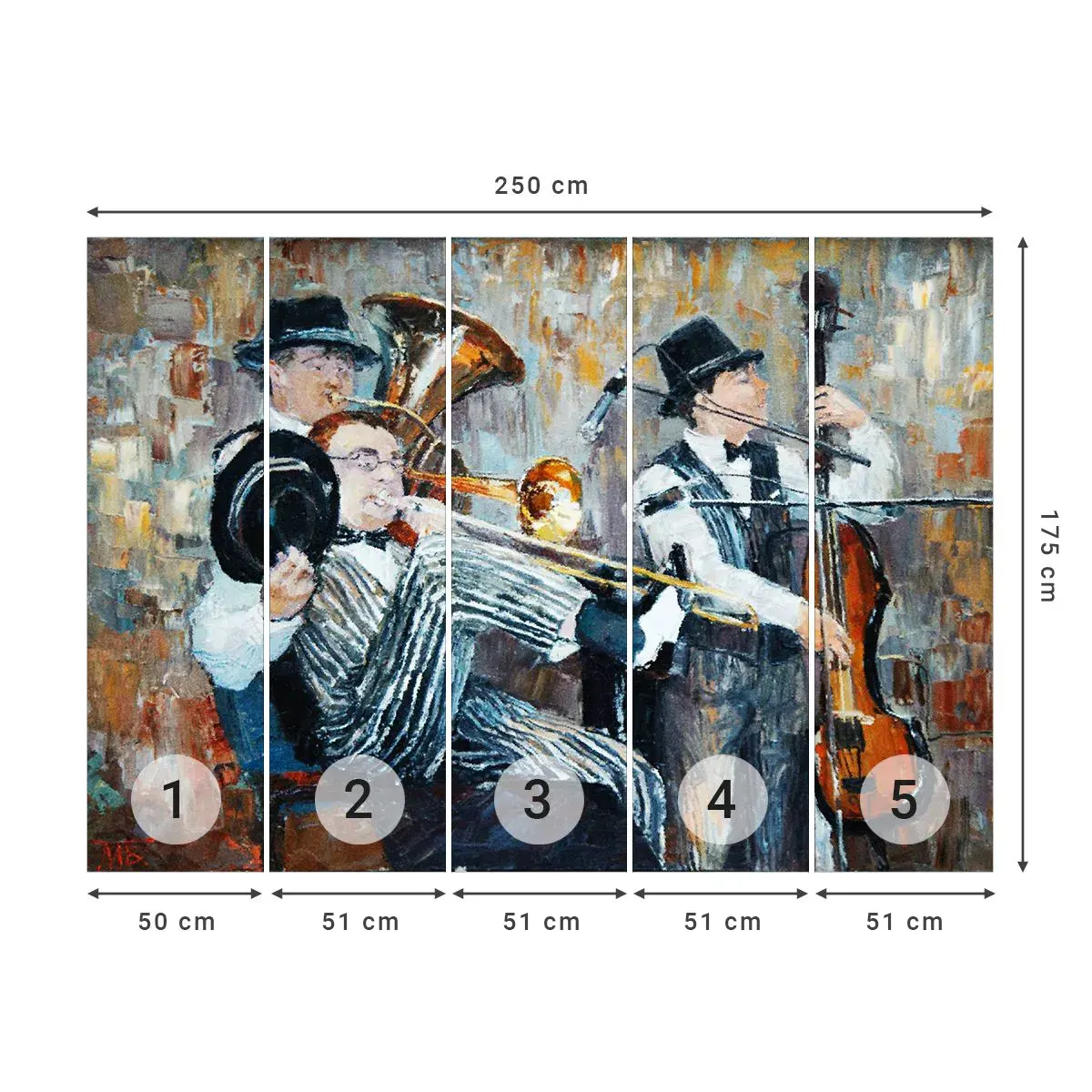 Samolepiaca Fototapeta Deluxe Sticker - Celý tento jazz - Hudba, kapela, Hudobné nástroje - 250x175 cm