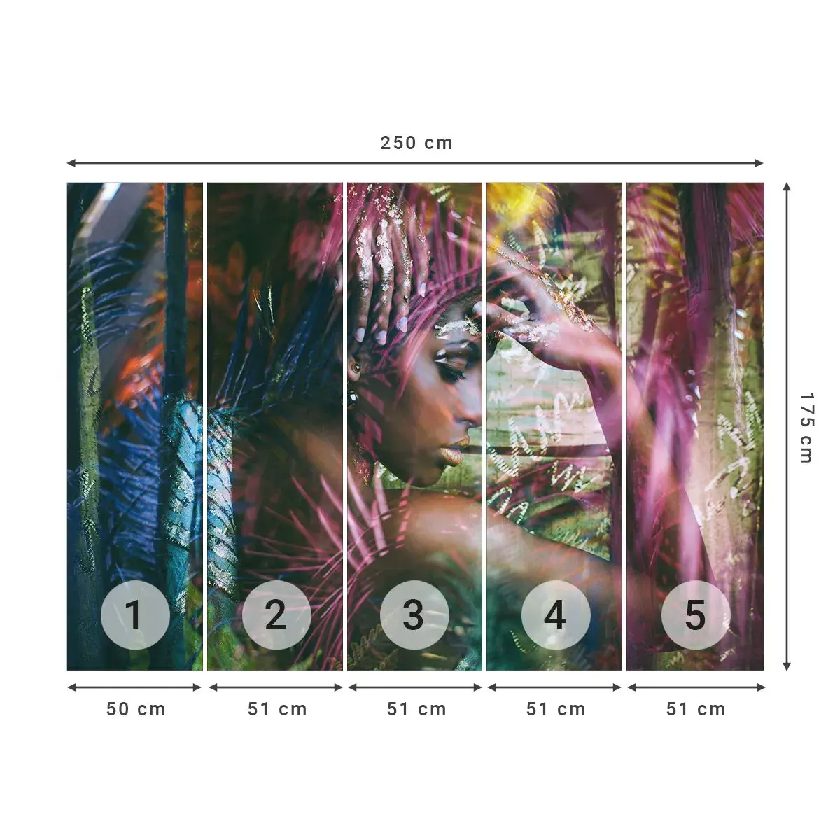 Selbstklebende Fototapete Deluxe Sticker - Mutter Natur im Dschungel - Frau, Afrika, Afrika - 250x175 cm