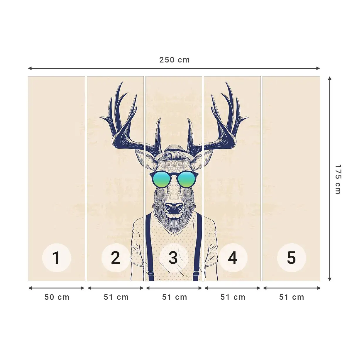 Selbstklebende Fototapete Deluxe Sticker - Wen hast du erwartet? - Abstraktion, Stück, Reh - 250x175 cm