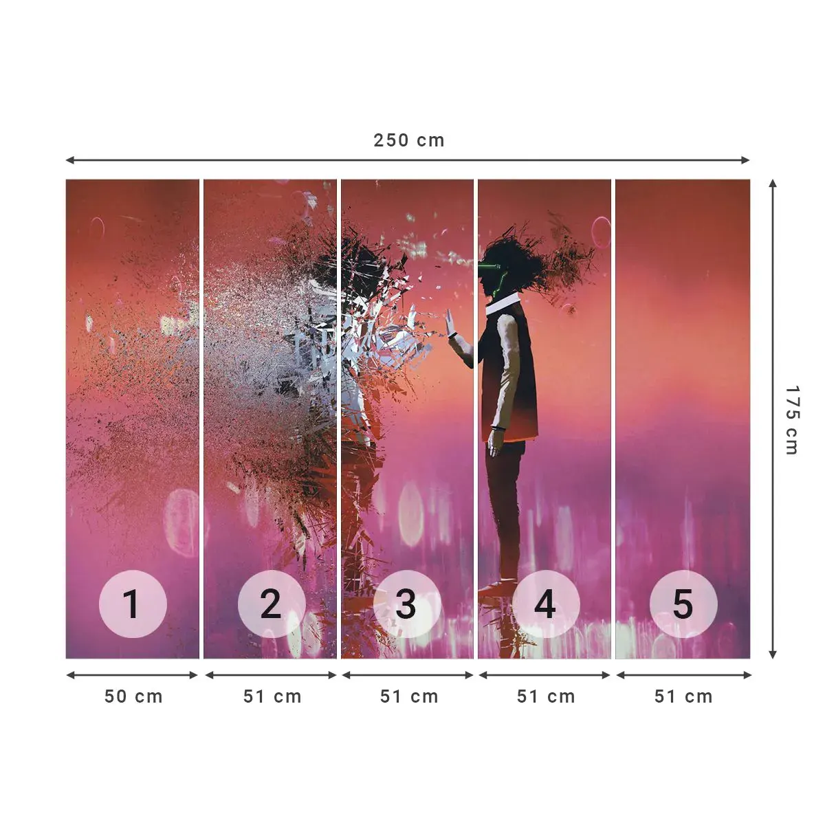 Självhäftande Fototapet Deluxe Sticker - Kan man titta in i sig själv? - Abstraktion, Bit, människor - 250x175 cm