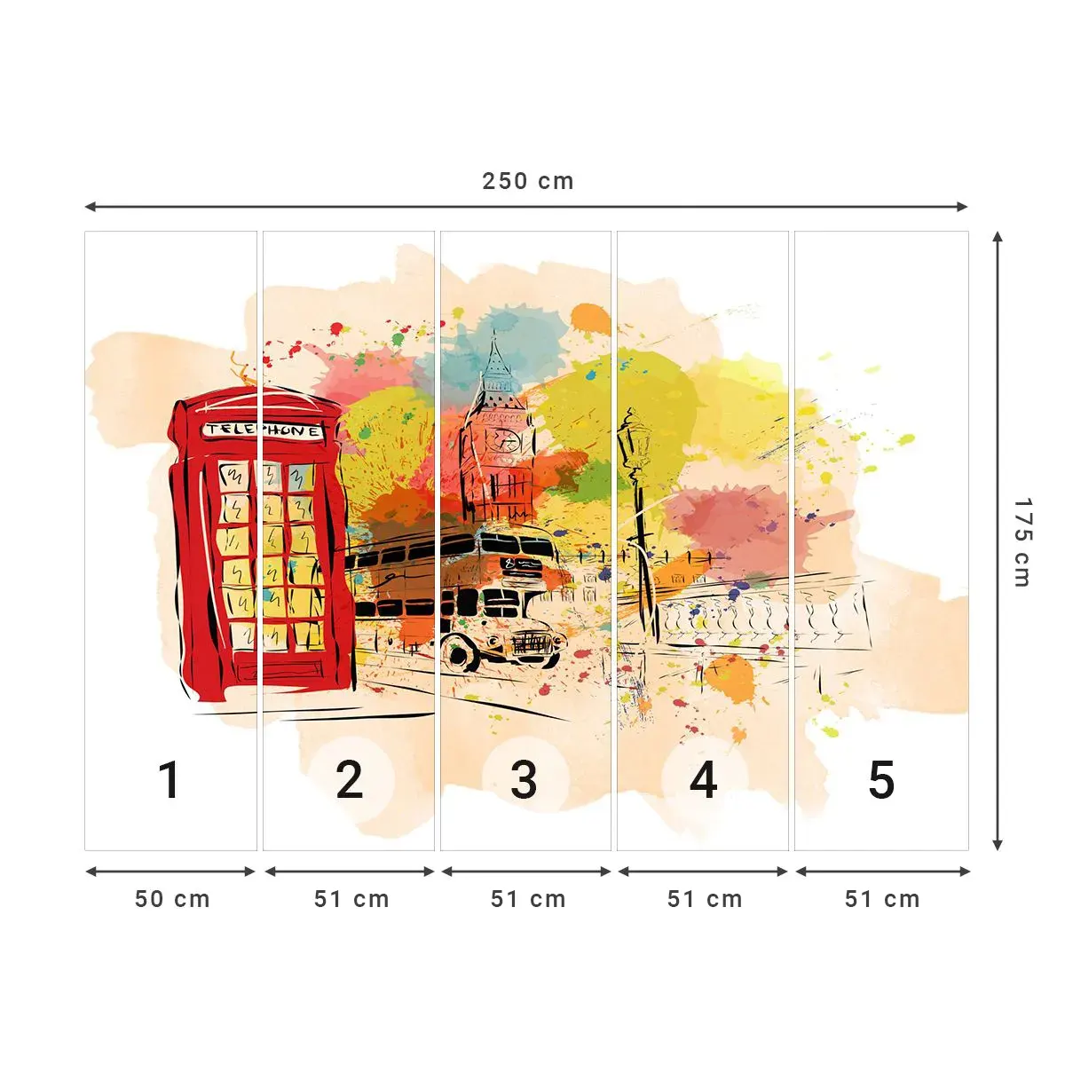 Fotomurali Autoadesivo Deluxe Sticker - La città della varietà - Città, Londra, Astrazione - 250x175 cm