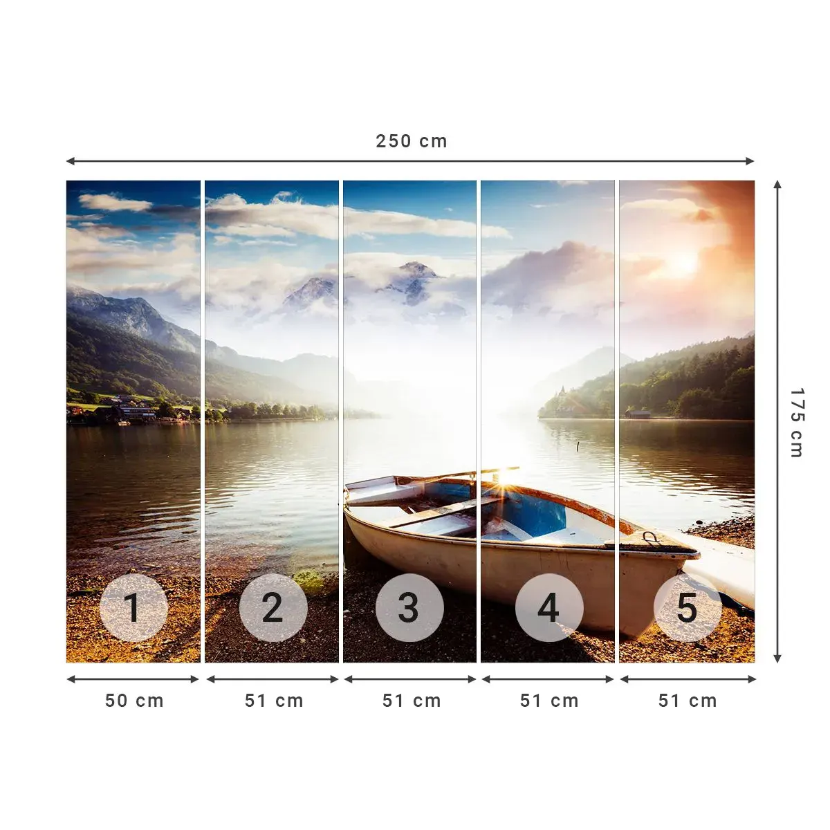 Selbstklebende Fototapete Deluxe Sticker - Am tollen und klaren Wasser - Landschaft, See, Berge - 250x175 cm