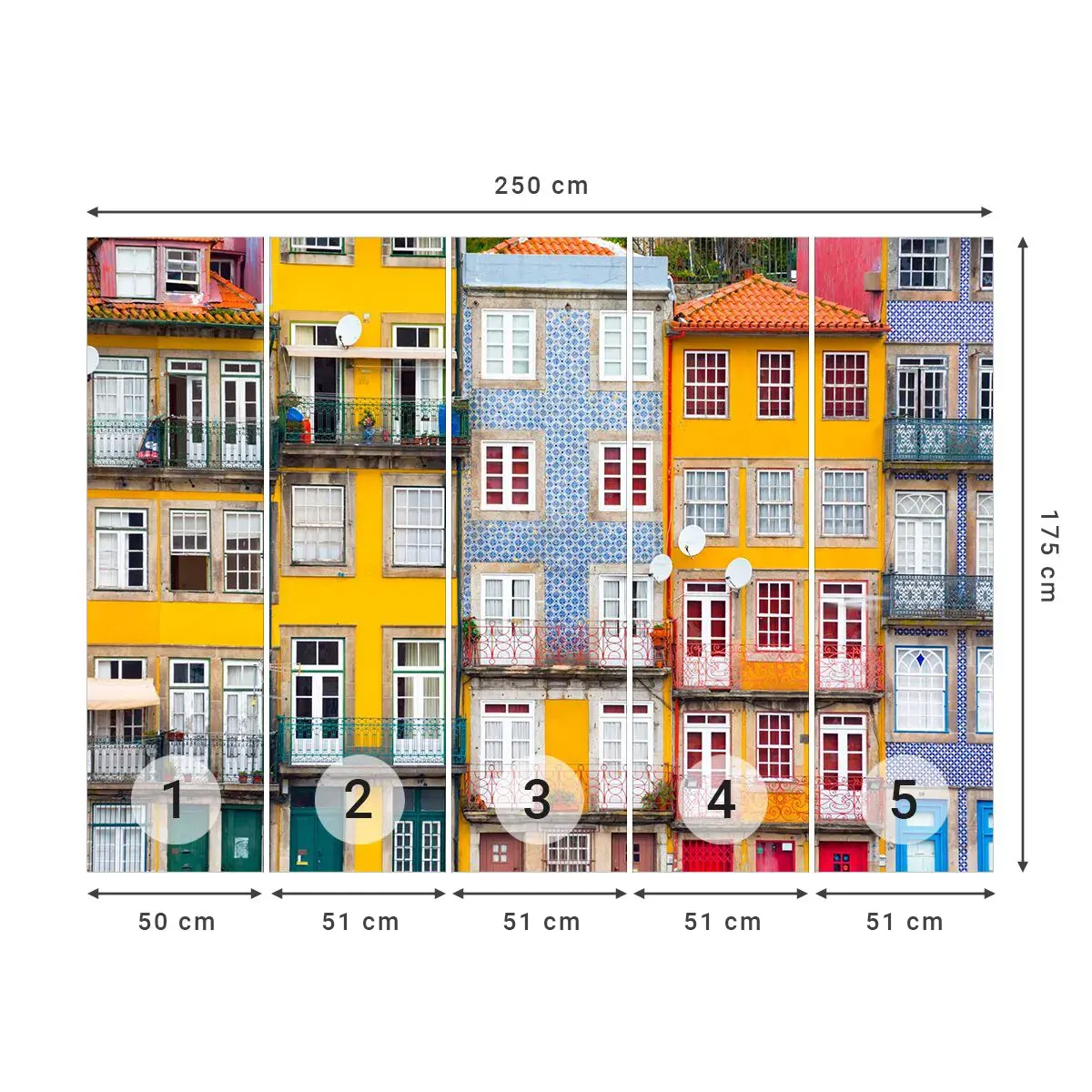 Selbstklebende Fototapete Deluxe Sticker - Farben der Altstadt - Stadt, Porto, Die Architektur - 250x175 cm