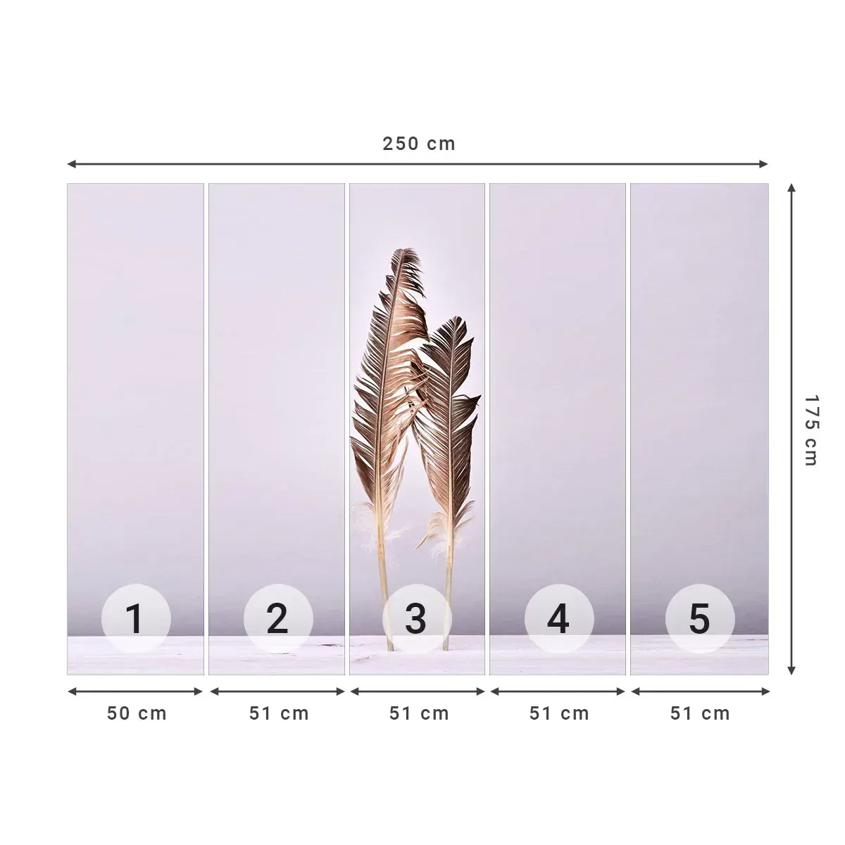 Selbstklebende Fototapete Deluxe Sticker - Gegen das Nichts - Vogelfeder, Stück, Grafik - 250x175 cm