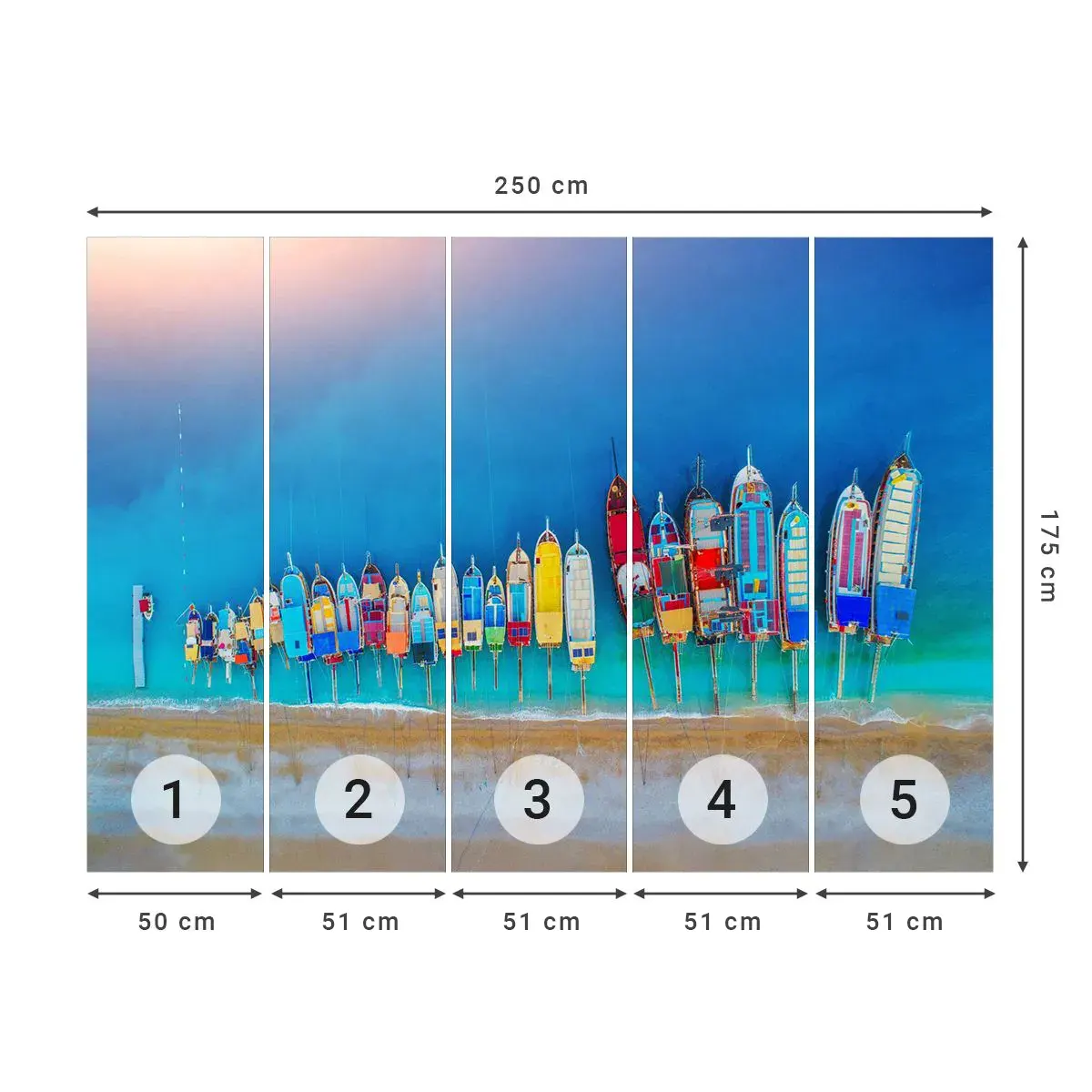 Fototapeta Samoprzylepna Deluxe Sticker - Z lotu ptaka - Krajobraz, Plaża, Morze - 250x175 cm