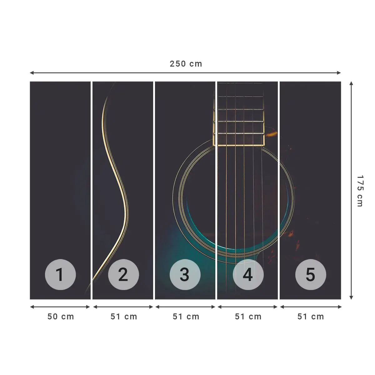 Papel de Parede Autocolante Deluxe Sticker - Um momento antes de soar - Guitarra, Música, Cordas - 250x175 cm