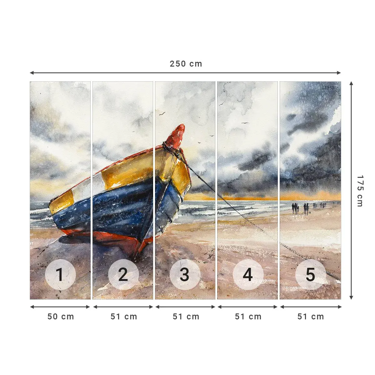 Självhäftande Fototapet Deluxe Sticker - Vila på stranden - Landskap, Båt, Seaside - 250x175 cm