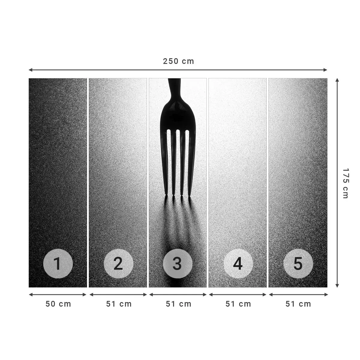 Self-Adhesive Photo Wallpaper Deluxe Sticker - Light and Shade - Fork, Cutlery, Kitchen - 250x175 cm