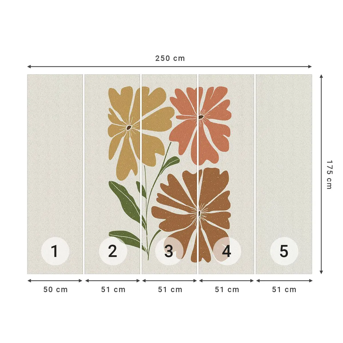 Selbstklebende Fototapete Deluxe Sticker - Natur und Geometrie - Boho, Blumen, Minimalismus - 250x175 cm