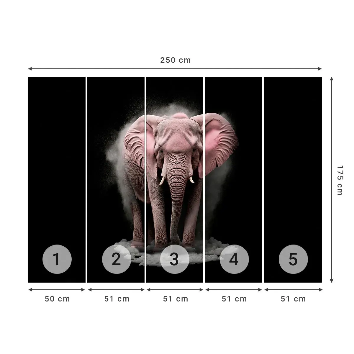 Papier Peint Autocollant Deluxe Sticker - Ne pensez pas à un éléphant rose ! - Soleil, Safari, Afrique - 250x175 cm