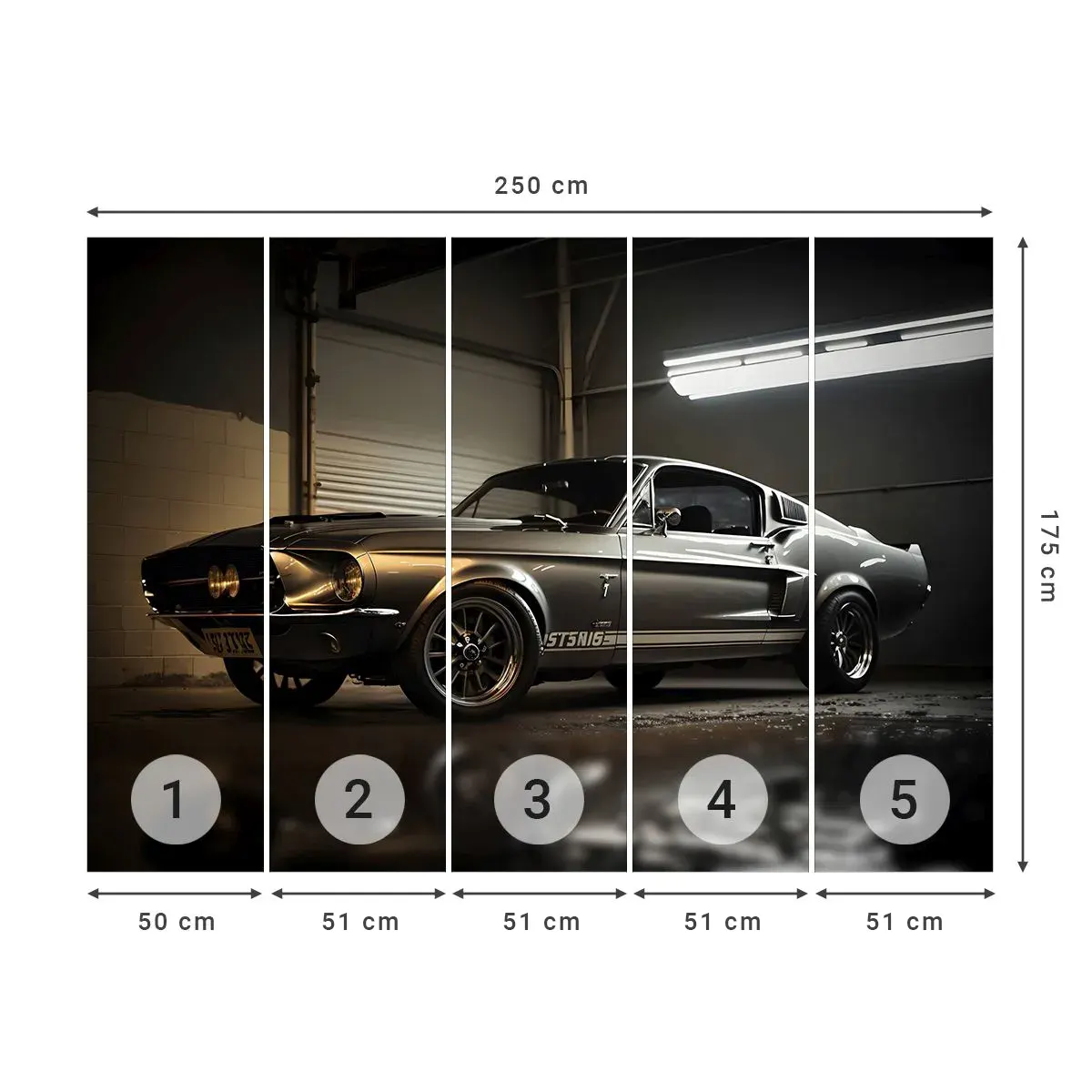 Selbstklebende Fototapete Deluxe Sticker - Zurück in die Vergangenheit - Sportwagen, Retro, Klassisch - 250x175 cm